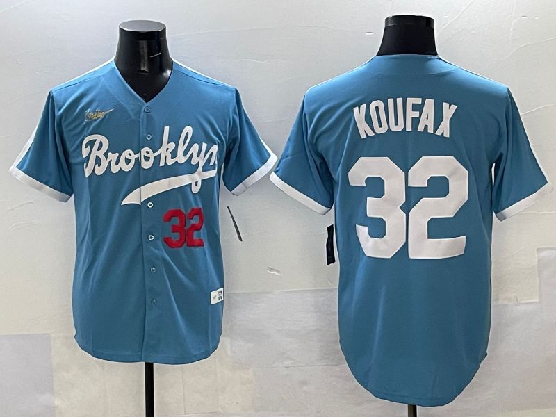 Men Los Angeles Dodgers 32 Koufax Light Blue Throwback 2025 Nike MLB Jersey style 33
